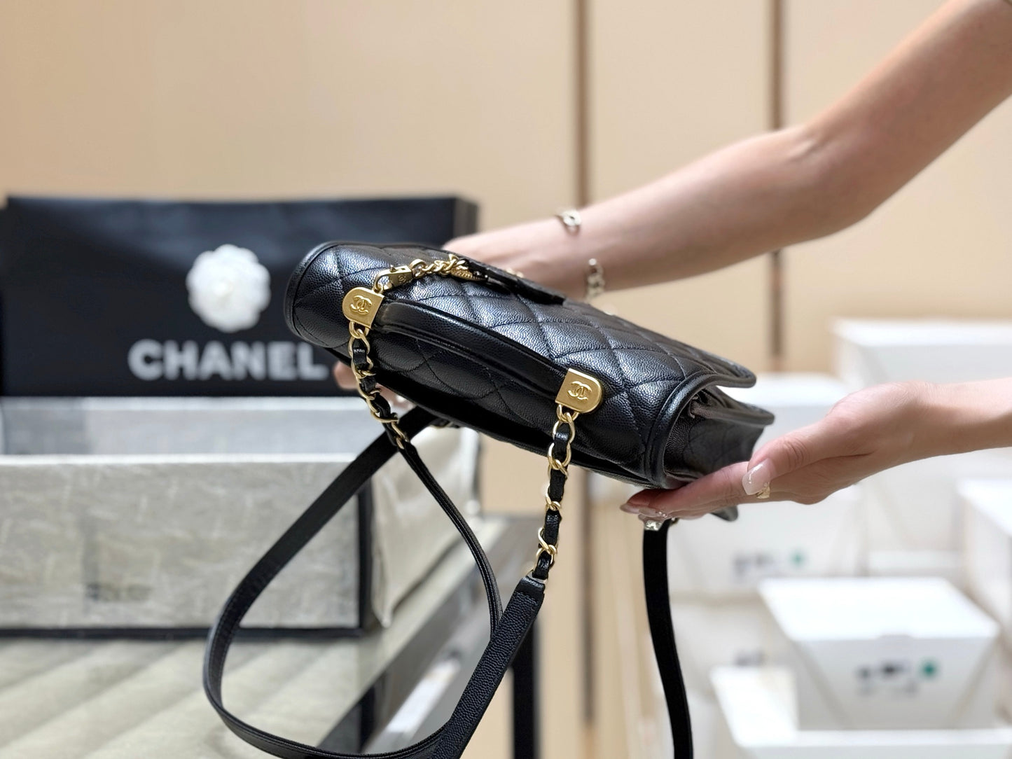 New CHAN gold coin four-leaf clover double backpack