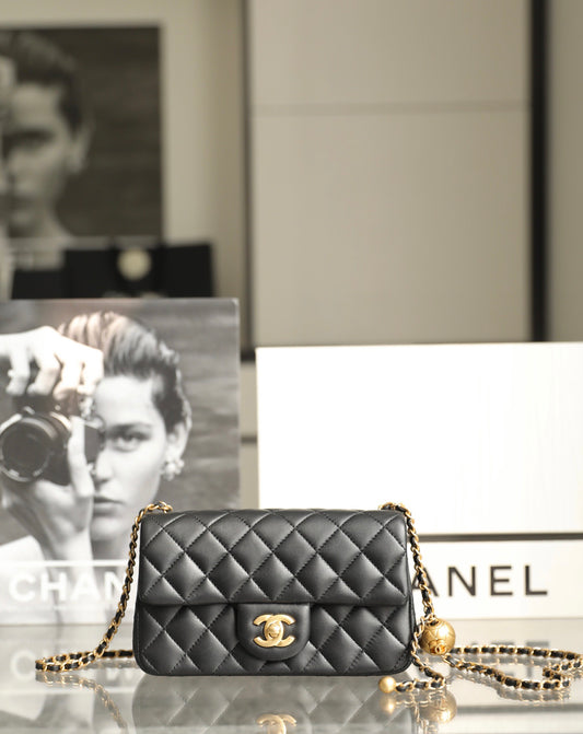 ChanMINI gold ball cap bag