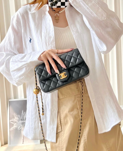 ChanMINI gold ball cap bag