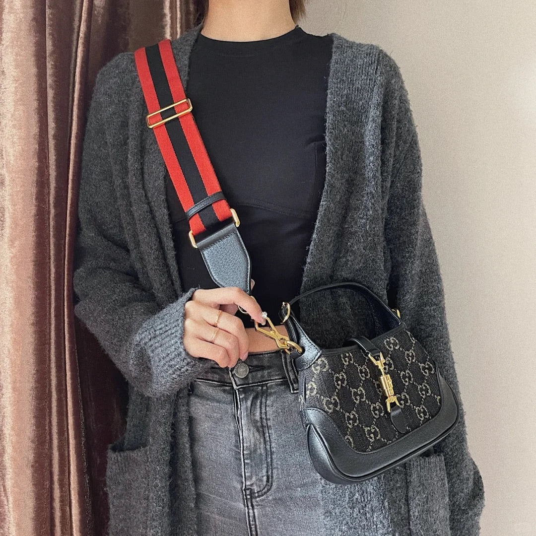 Guc Jackie1961 Black denim underarm bag