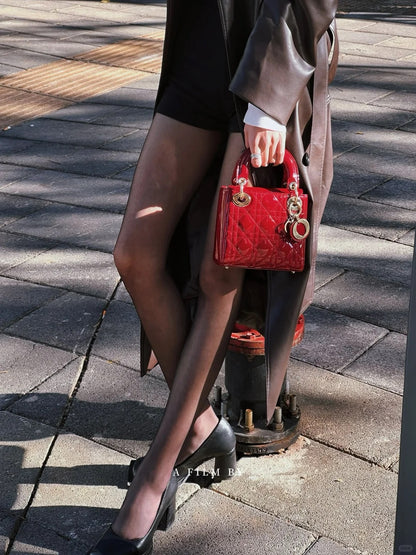 CD Mini Lady Bag Claret Patent  Calfskin