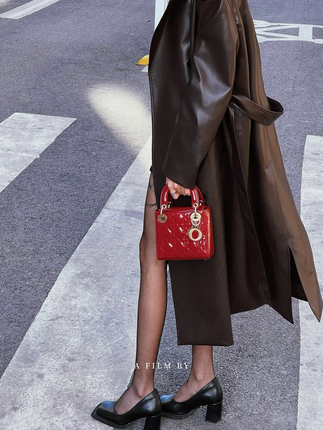 CD Mini Lady Bag Claret Patent  Calfskin