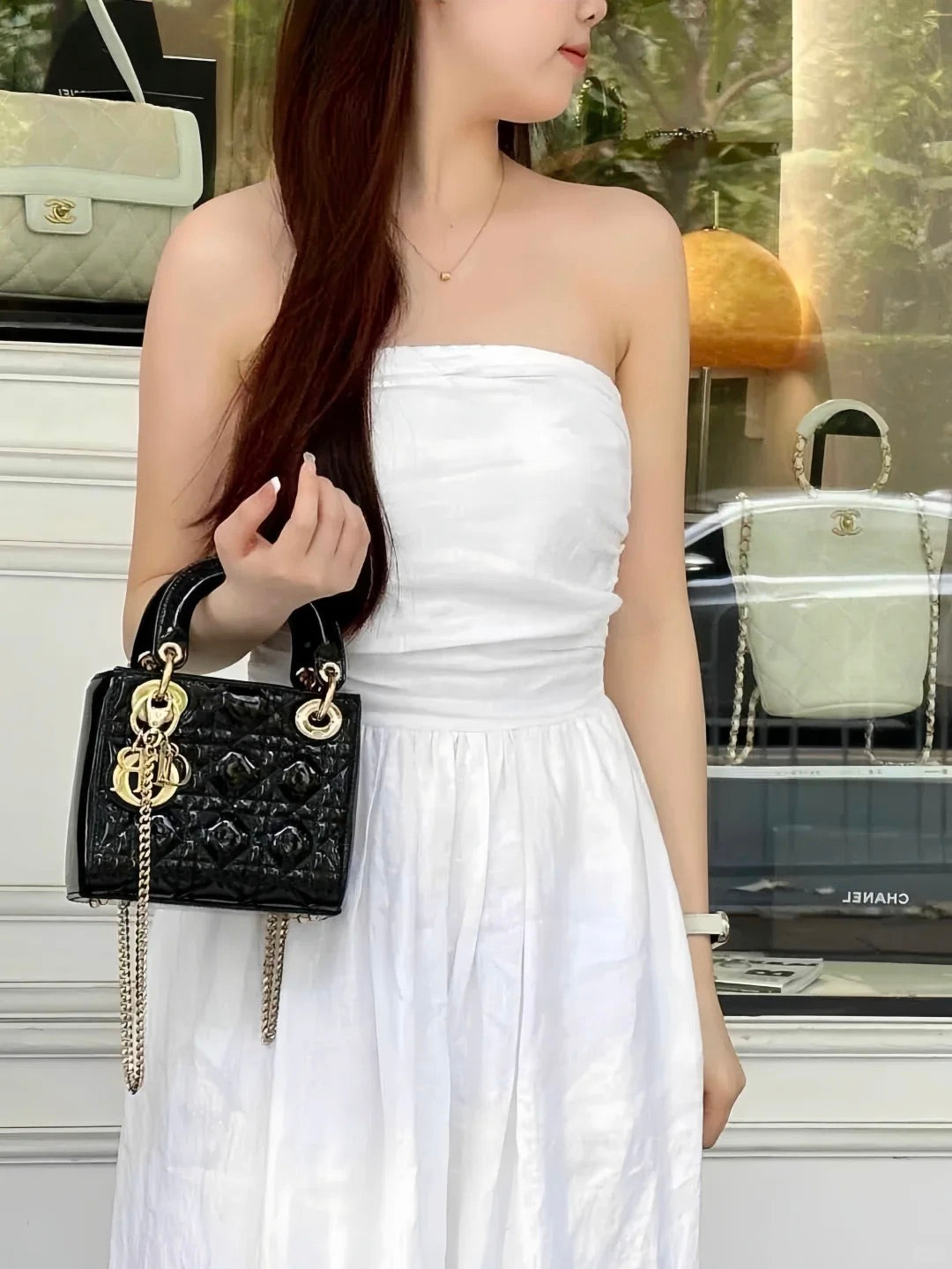 CD Mini Lady Bag  Patent  Calfskin