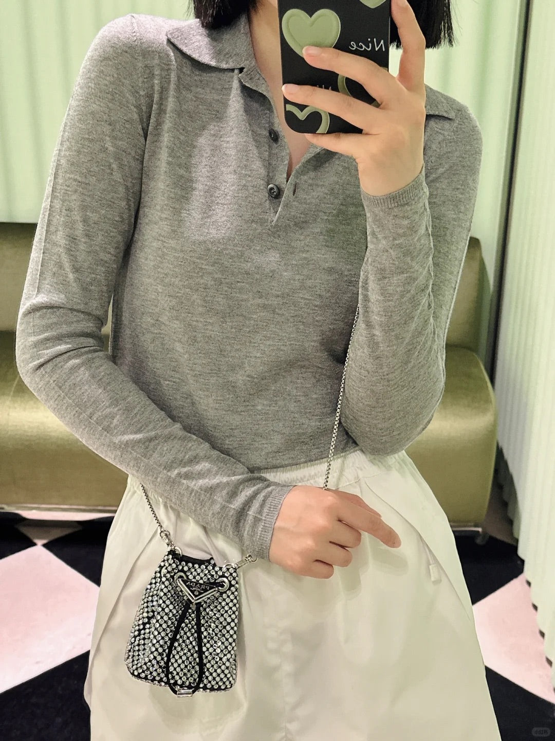 Pra Embellished satin mini-pouch