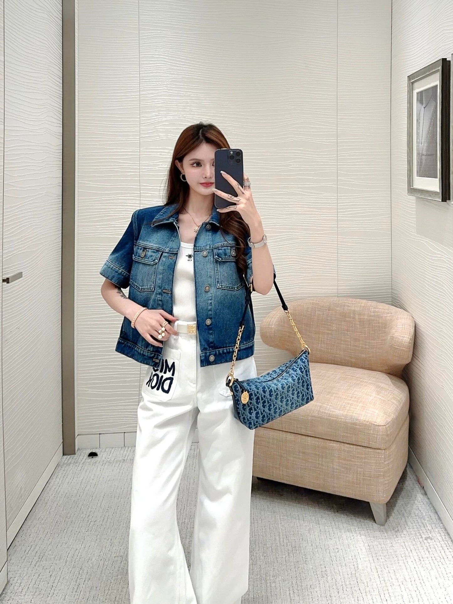 CD High version 💯 Denim lunchbox bag