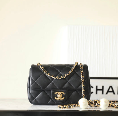 Chan New 24s Double Pearl Flap Bag