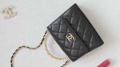 Chan New 23b mini kelly pearl handle bag