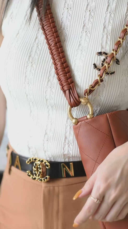 Chan New 23A Woven shoulder strap hippie bag