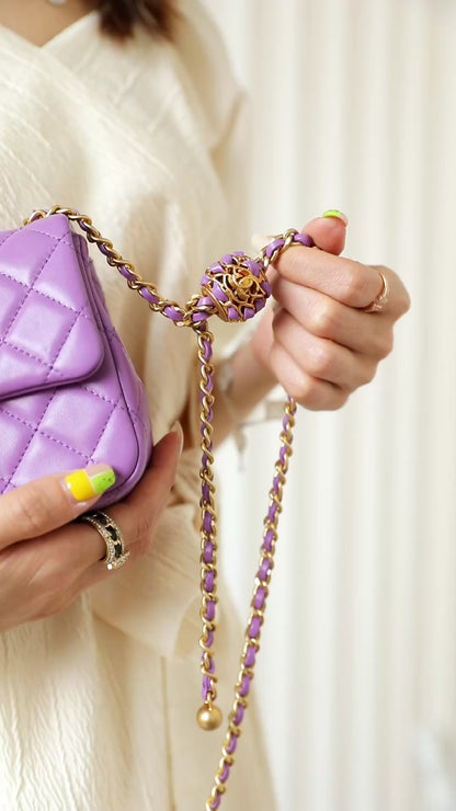 Chan New 22s Gold Globe Chain  Bag