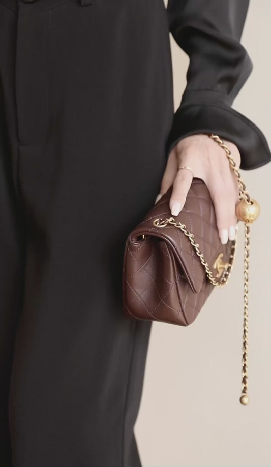 Chan New  Gold Globe Chain  Bag