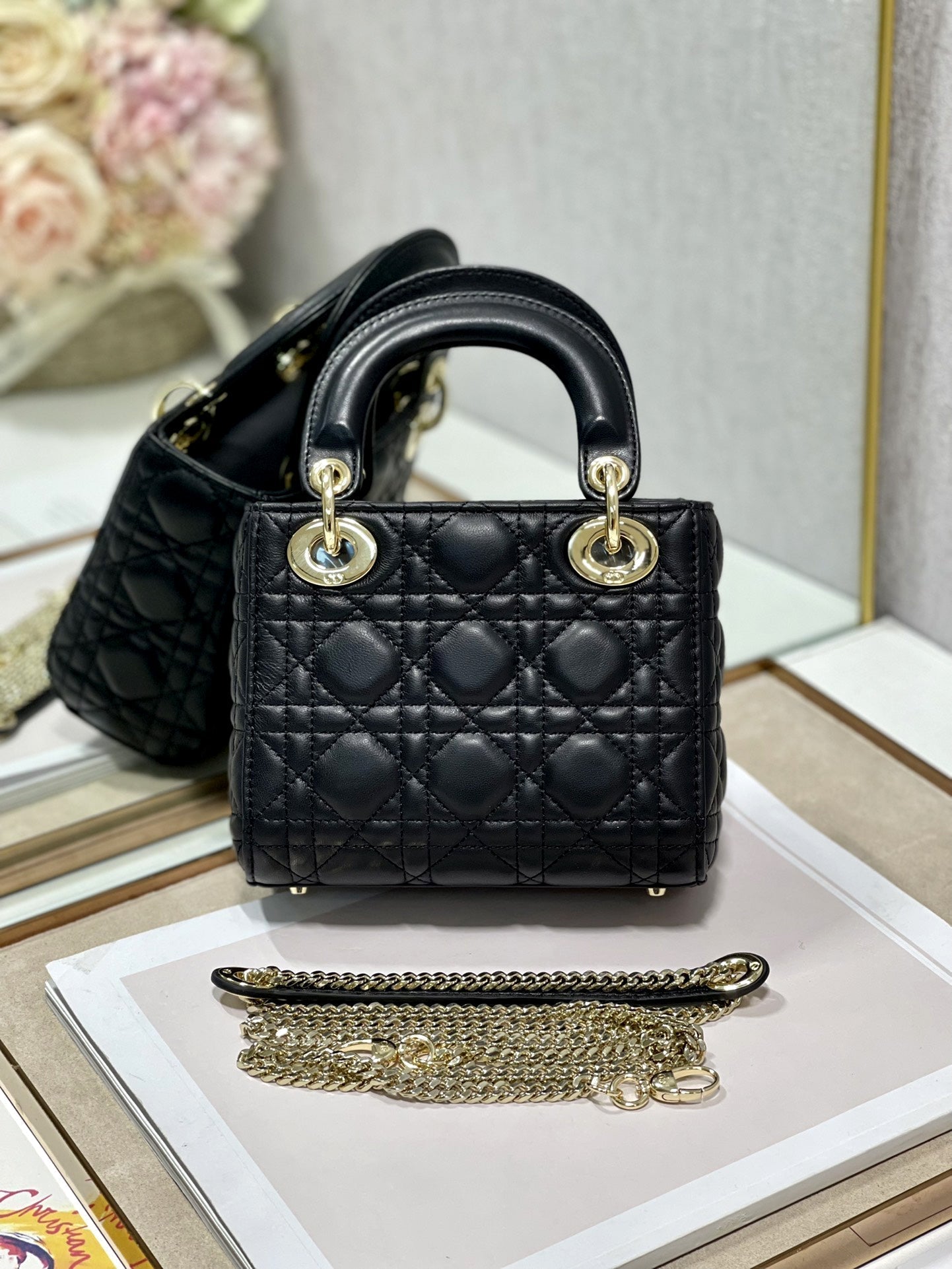 CD Mini Lady Bag Black Lambskin