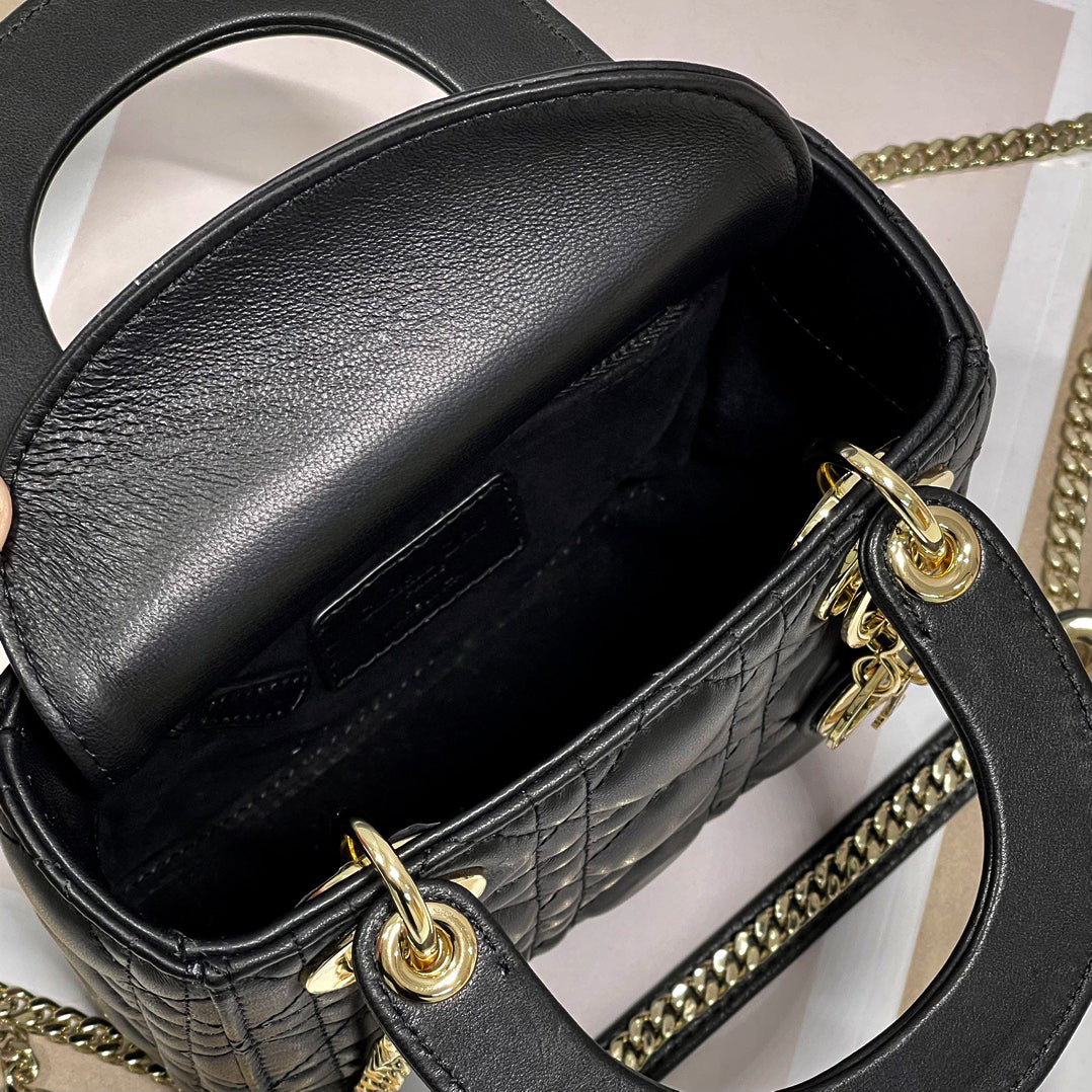 CD Mini Lady Bag Black Lambskin
