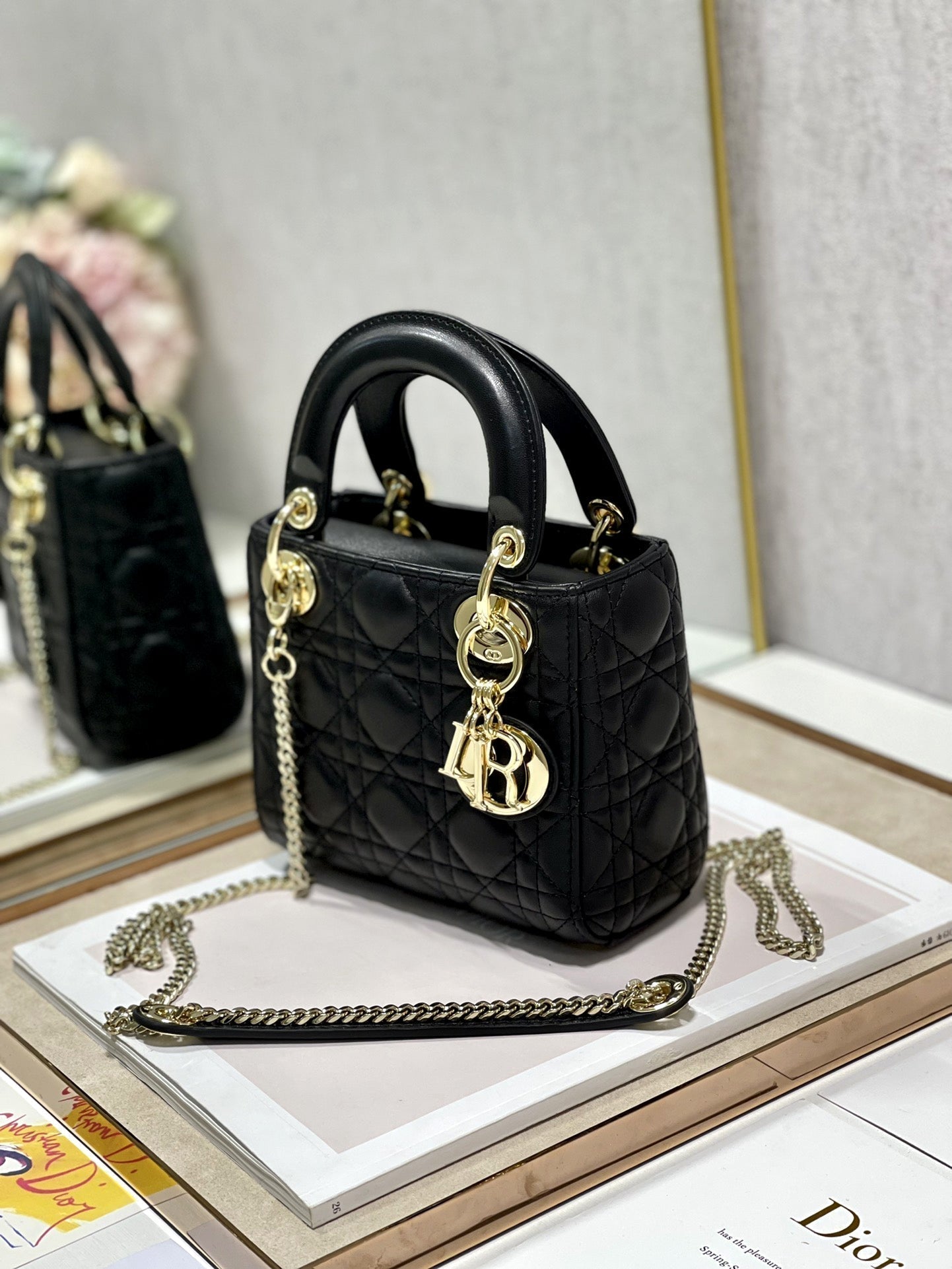 CD Mini Lady Bag Black Lambskin
