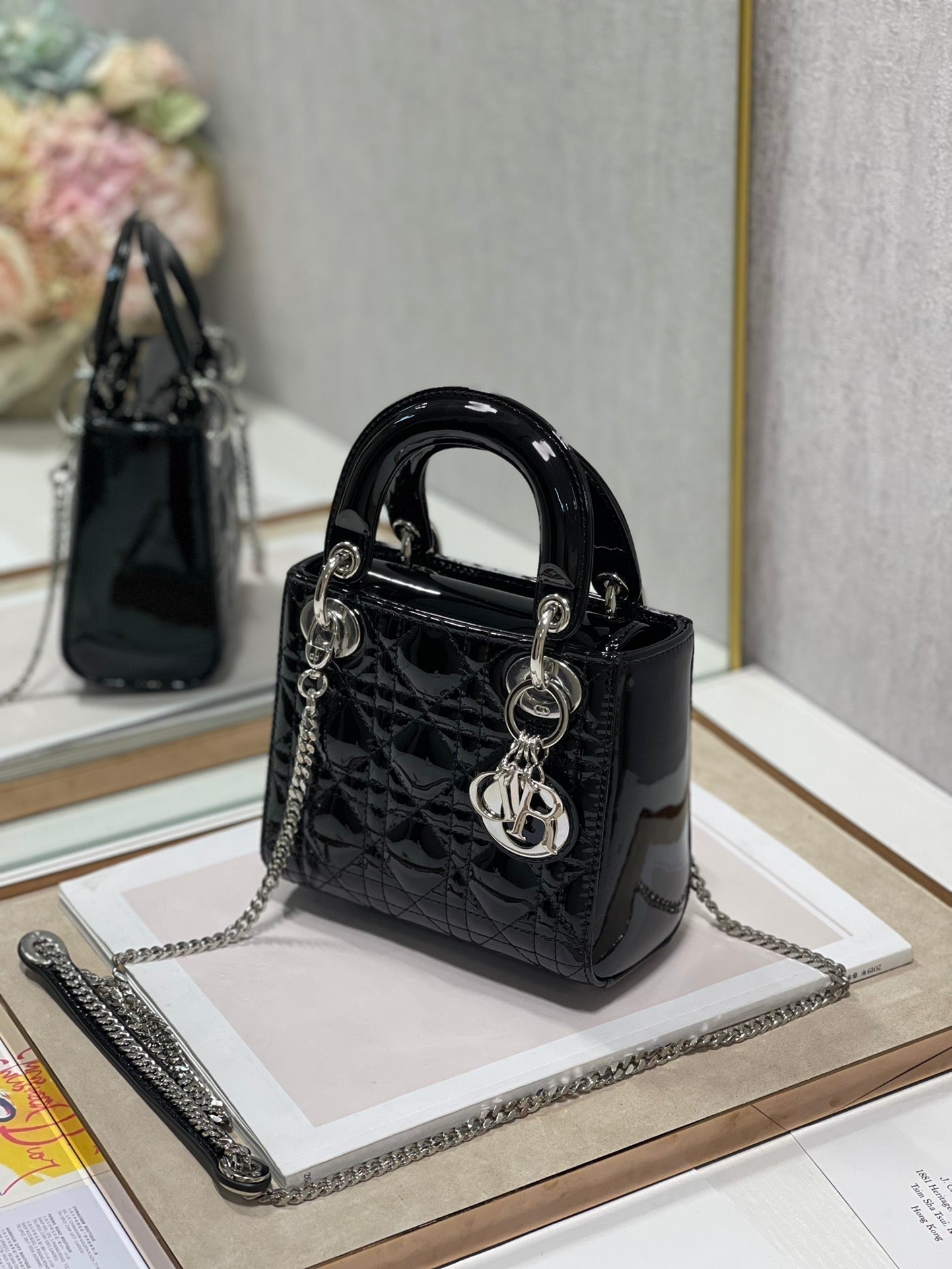 CD Mini Lady Bag  Patent  Calfskin