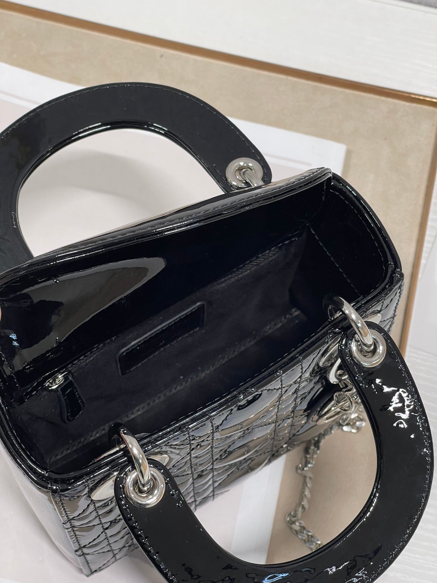 CD Mini Lady Bag  Patent  Calfskin