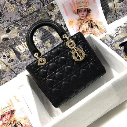 CD Mini Lady Bag Black Lambskin