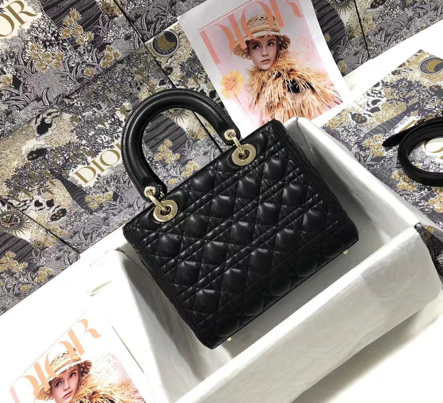 CD Mini Lady Bag Black Lambskin