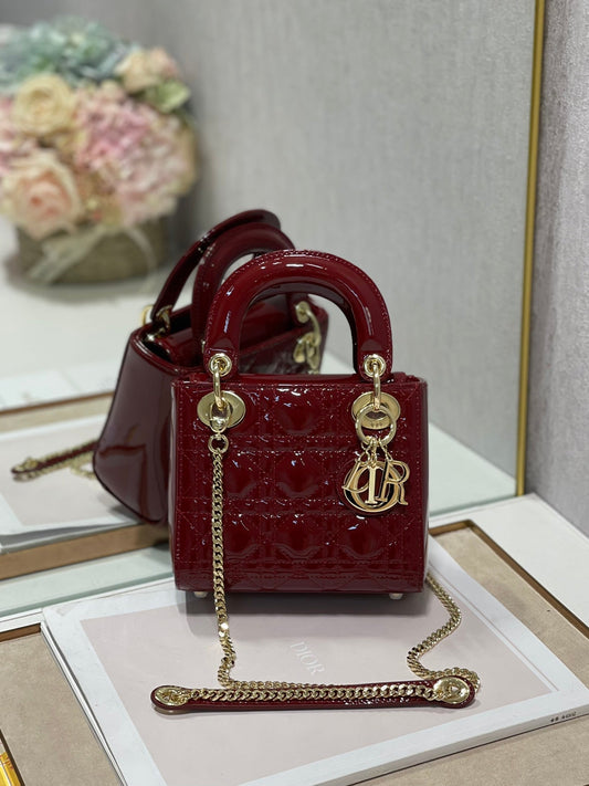 CD Mini Lady Bag Claret Patent  Calfskin