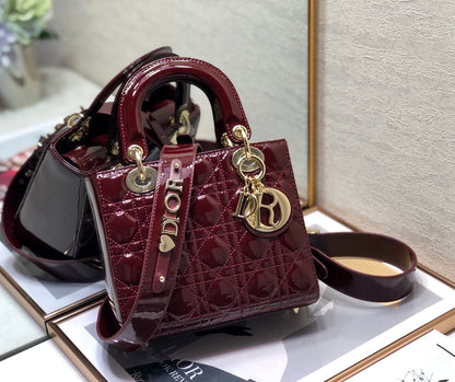 CD Mini Lady Bag Claret Patent  Calfskin