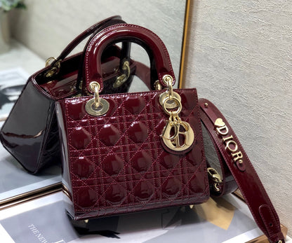 CD Mini Lady Bag Claret Patent  Calfskin