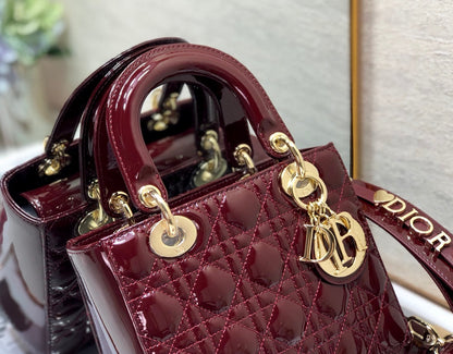CD Mini Lady Bag Claret Patent  Calfskin