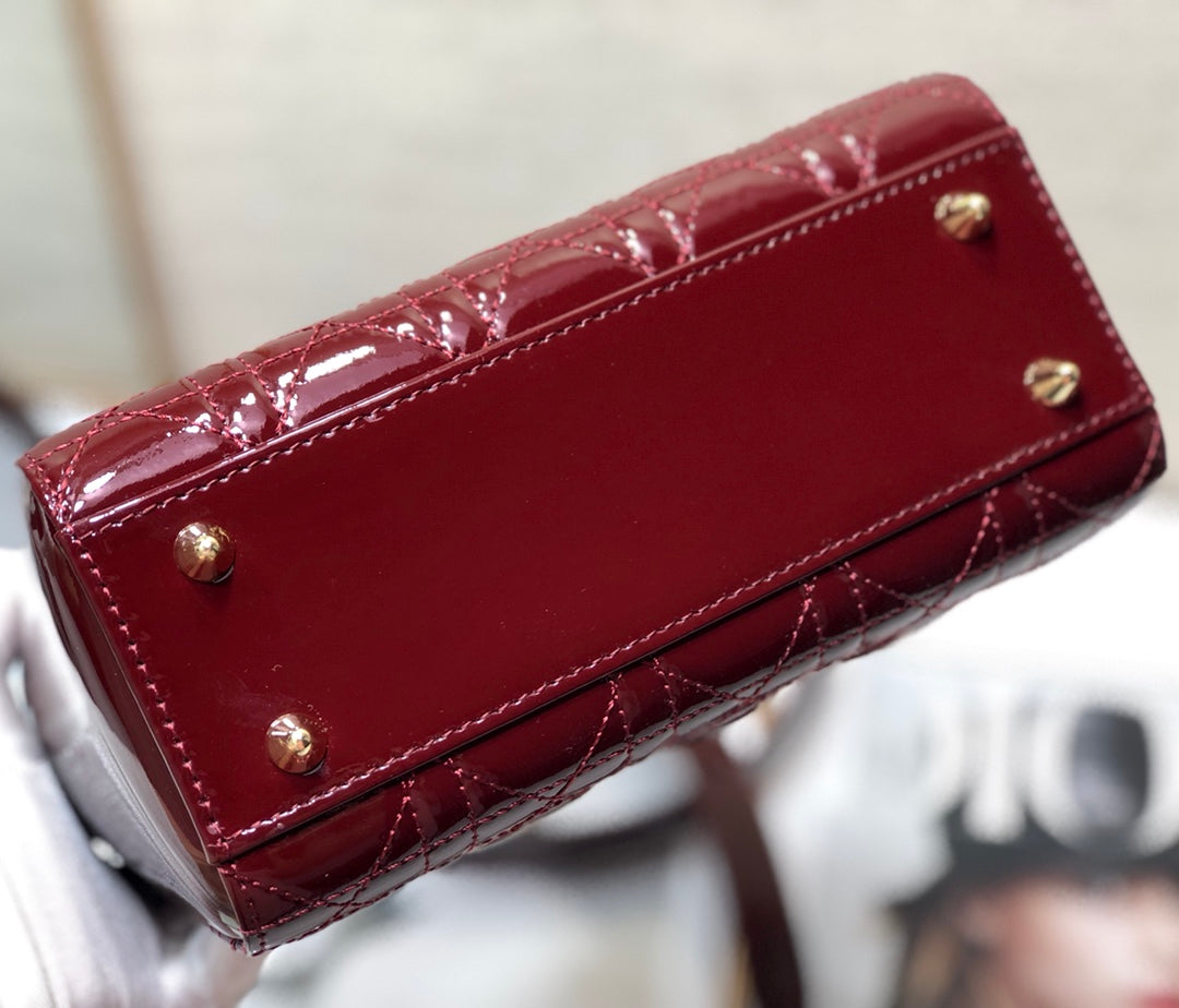 CD Mini Lady Bag Claret Patent  Calfskin