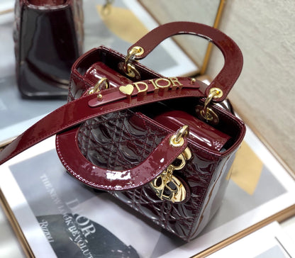 CD Mini Lady Bag Claret Patent  Calfskin