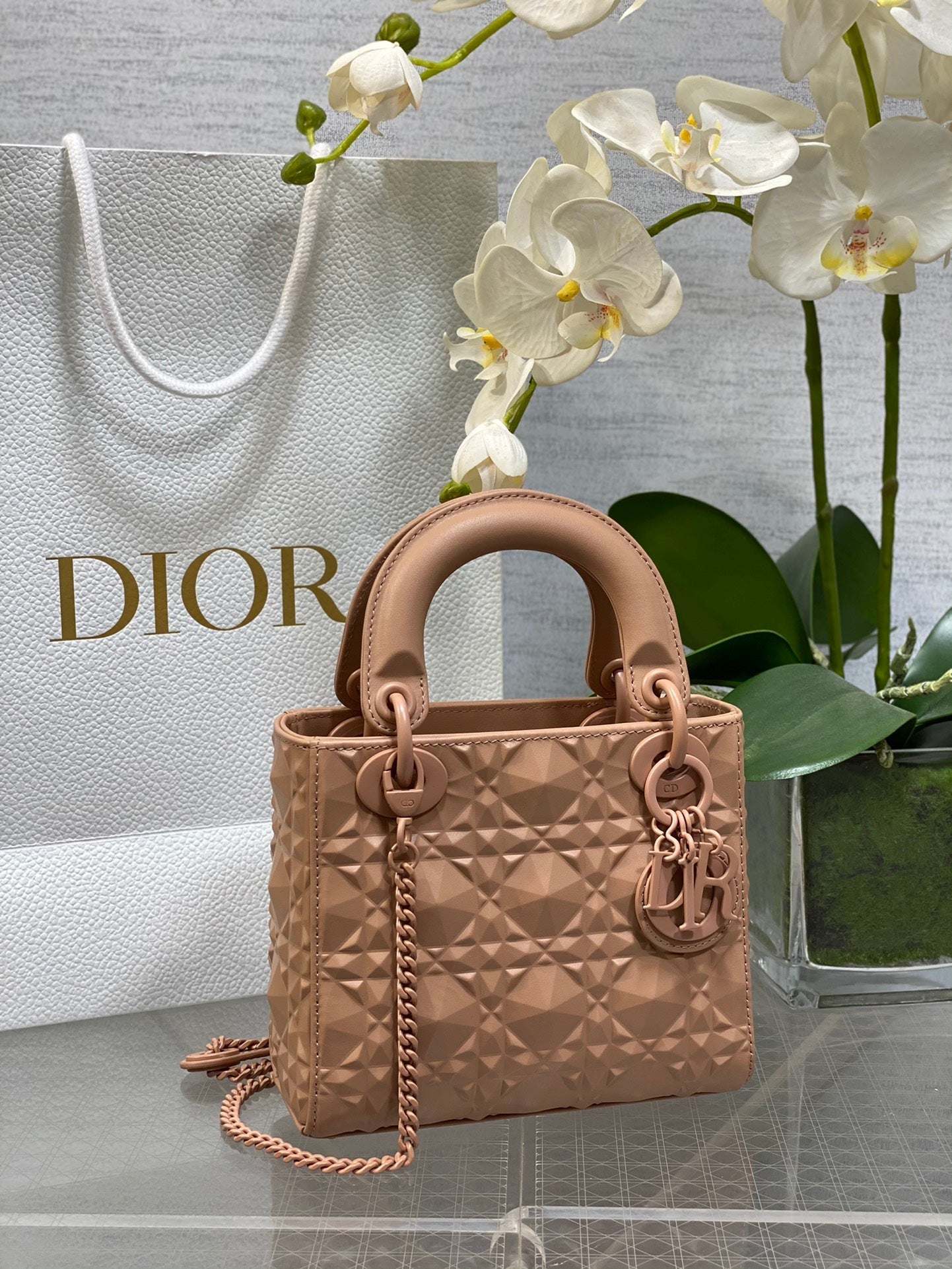 CD Mini Lady Bag  Diamond Pattern Calfskin