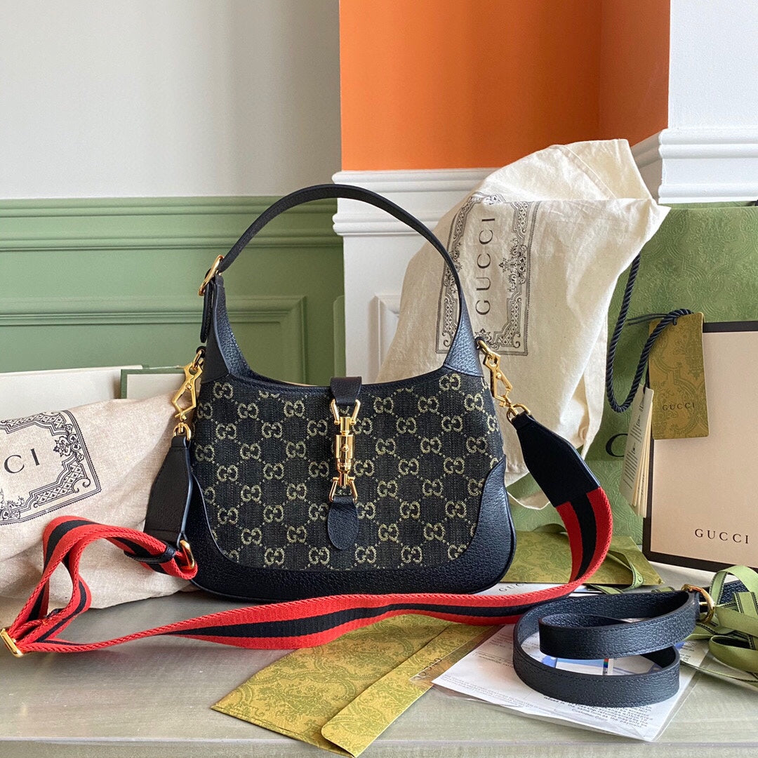 Guc Jackie1961 Black denim underarm bag