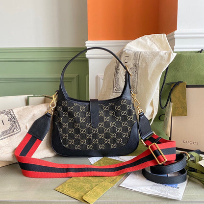 Guc Jackie1961 Black denim underarm bag