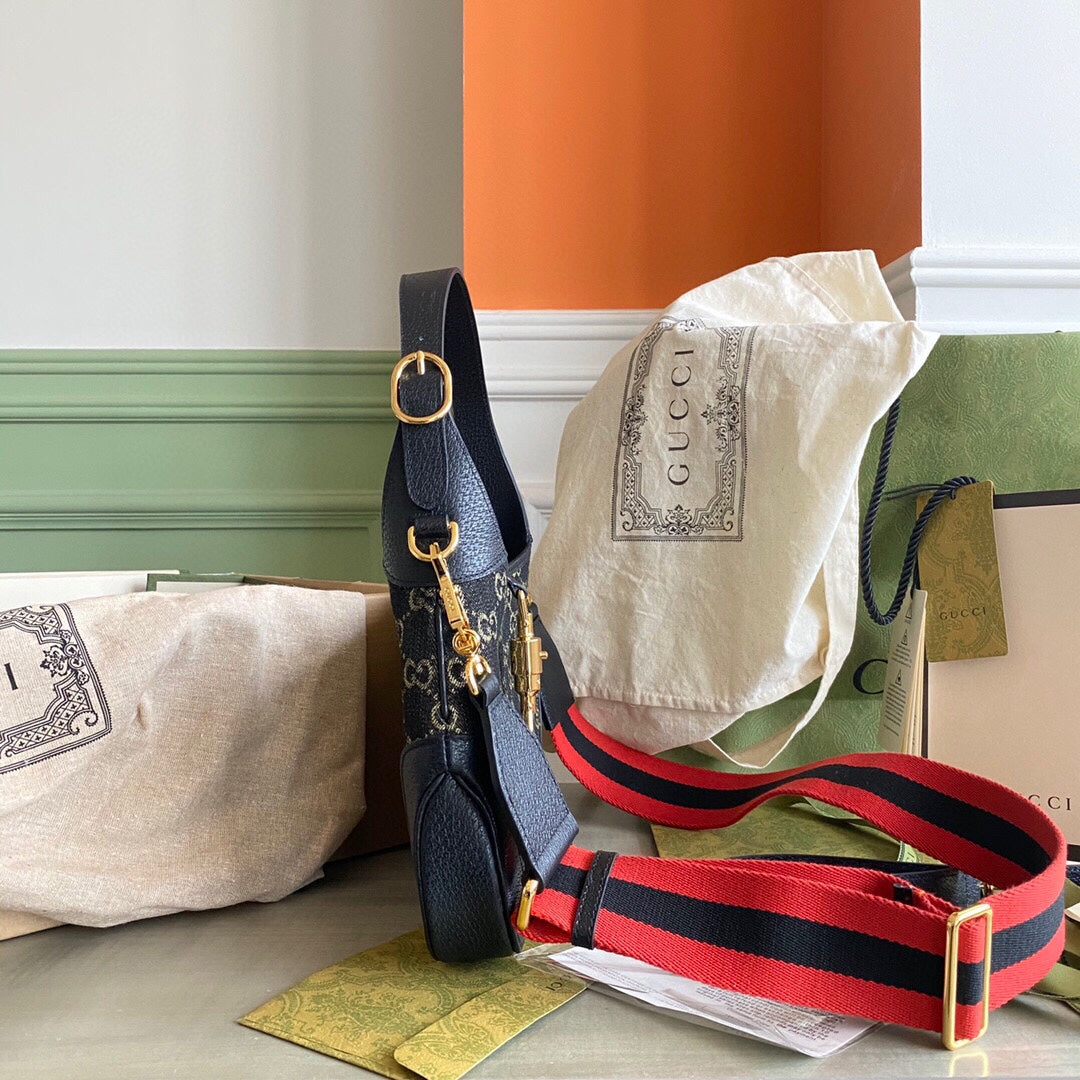 Guc Jackie1961 Black denim underarm bag