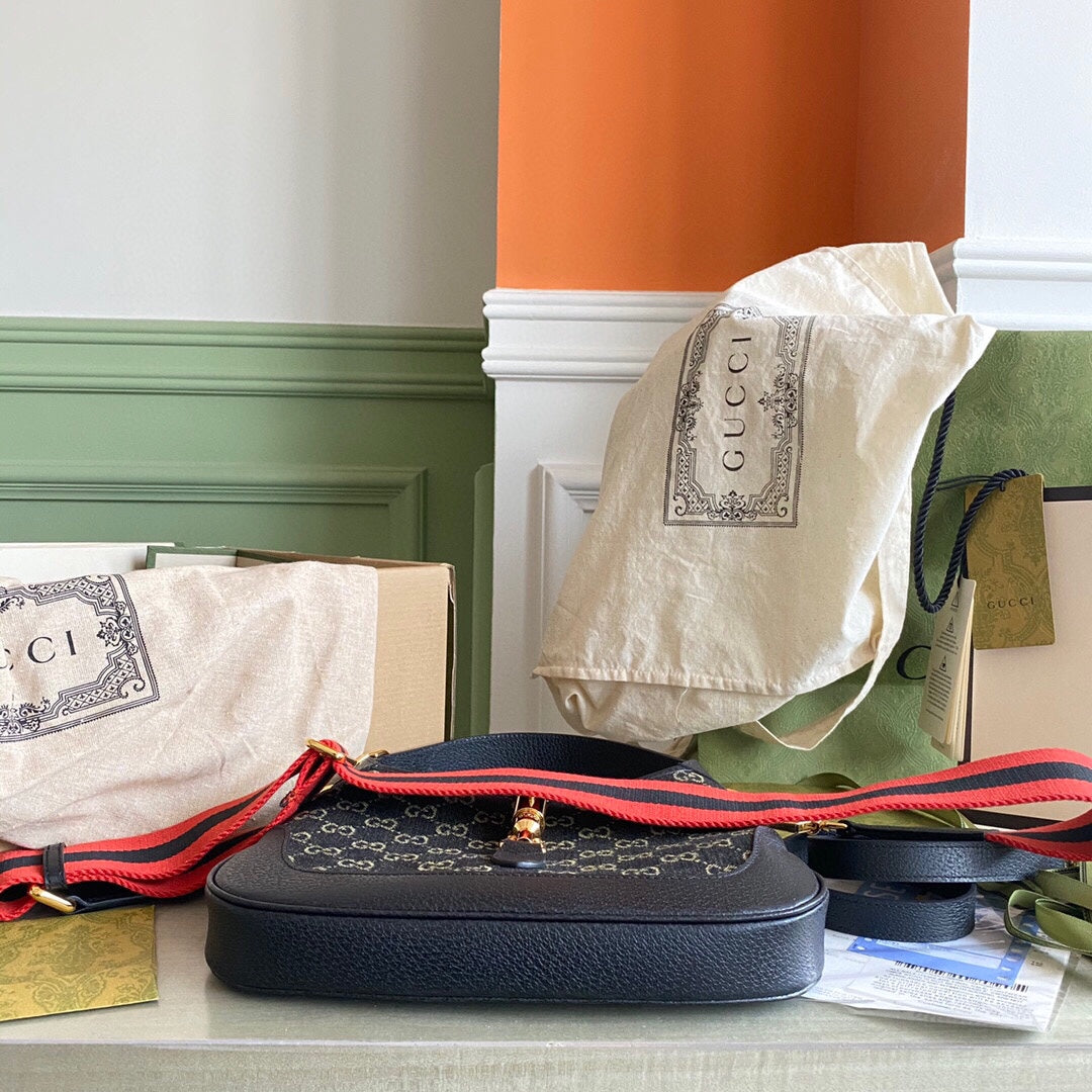 Guc Jackie1961 Black denim underarm bag