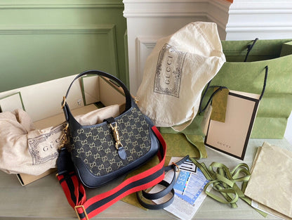 Guc Jackie1961 Black denim underarm bag