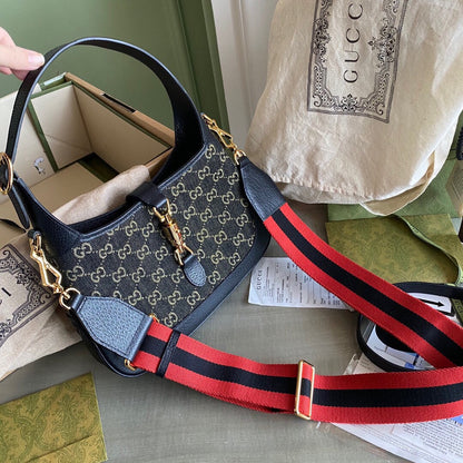 Guc Jackie1961 Black denim underarm bag