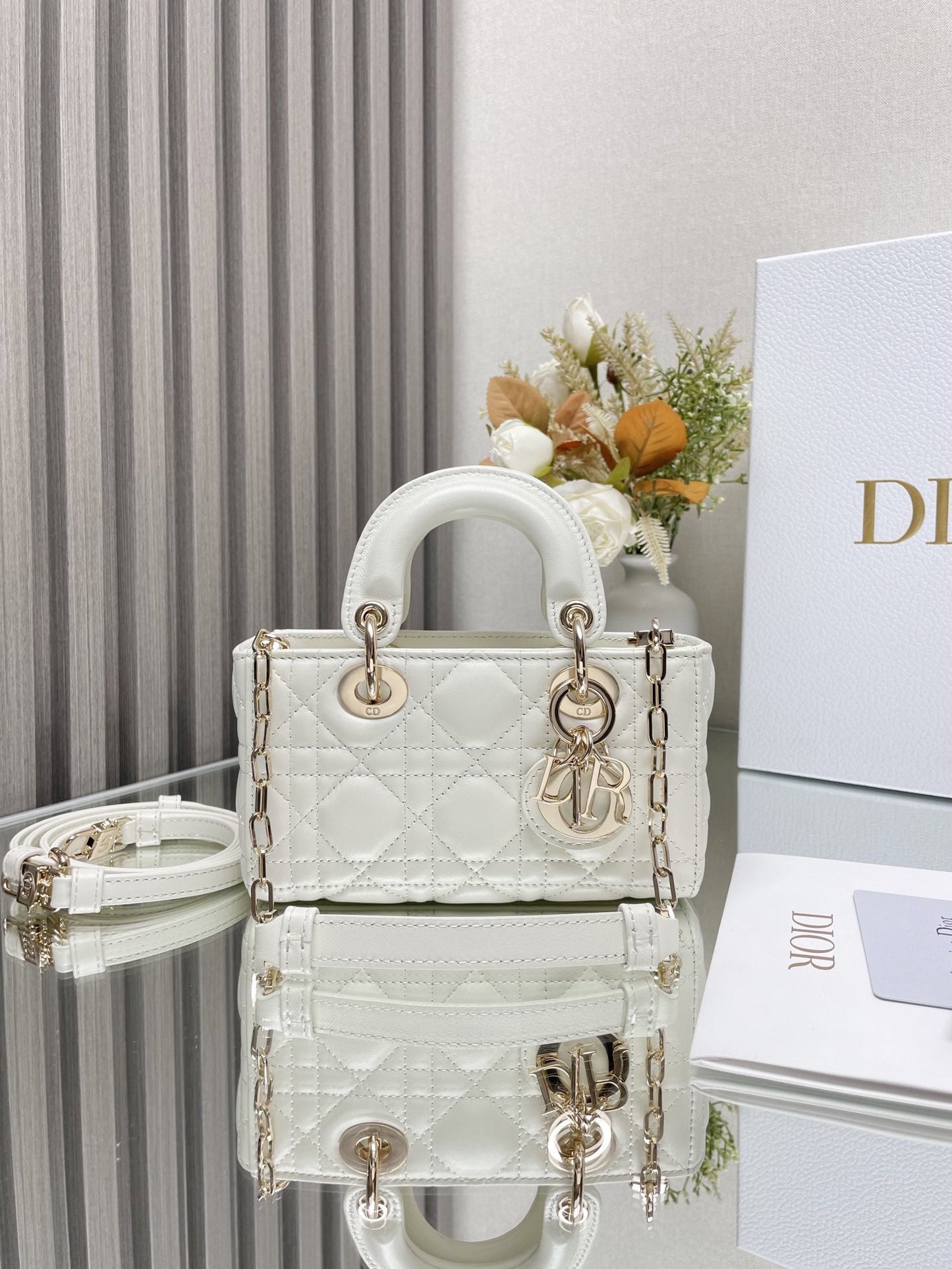 CD Lady D-Joy Latte Cannage Lambskin  Bag