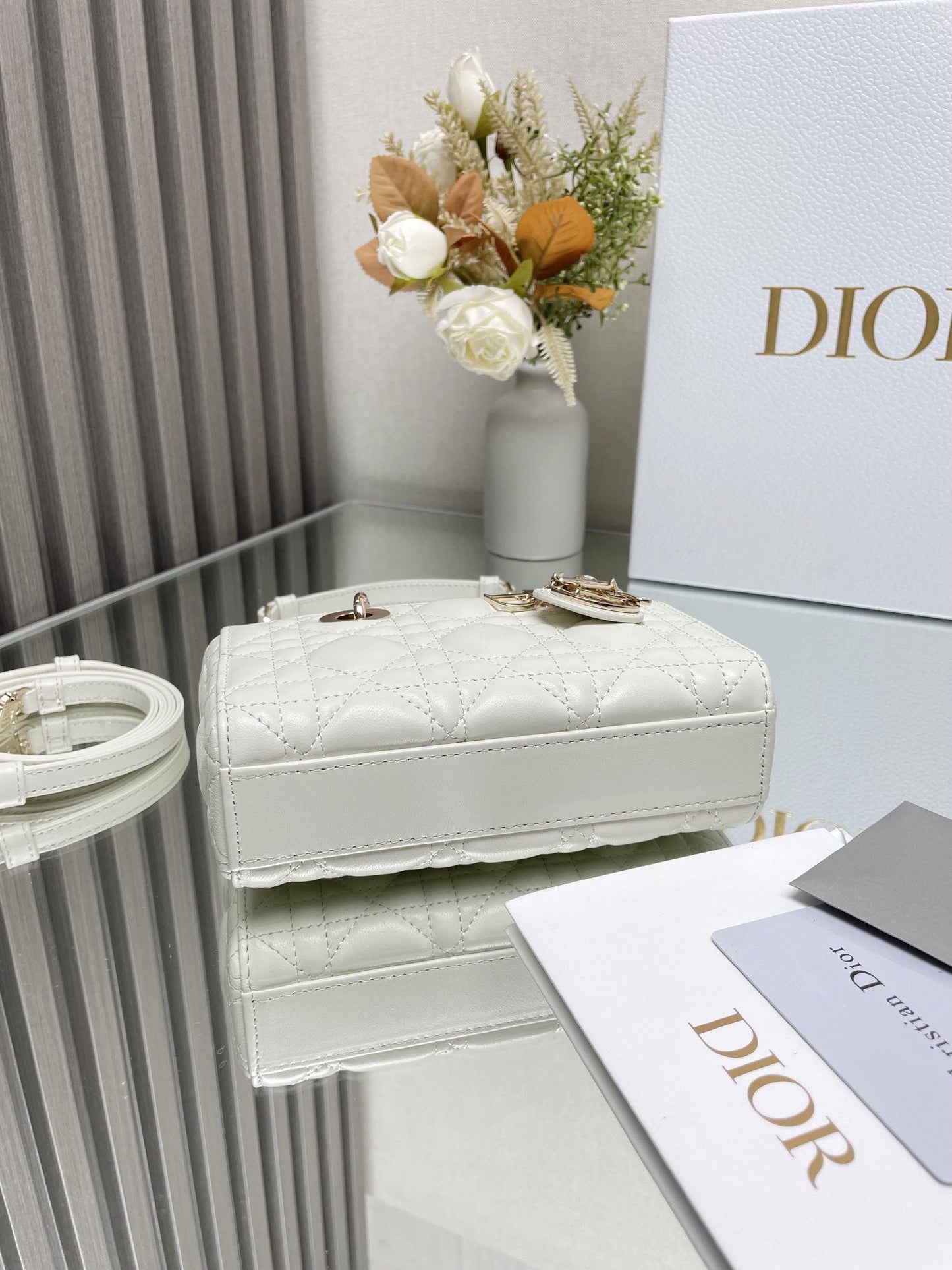 CD Lady D-Joy Latte Cannage Lambskin  Bag