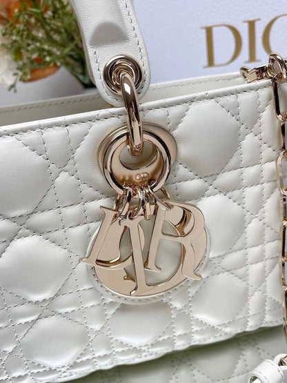 CD Lady D-Joy Latte Cannage Lambskin  Bag