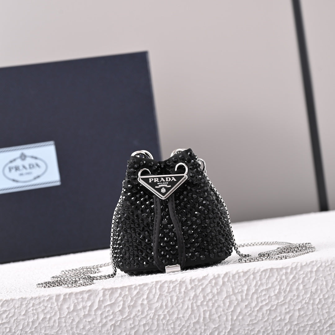 Pra Embellished satin mini-pouch