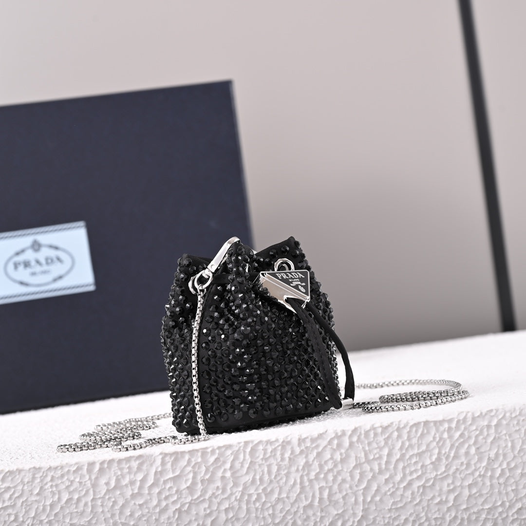 Pra Embellished satin mini-pouch