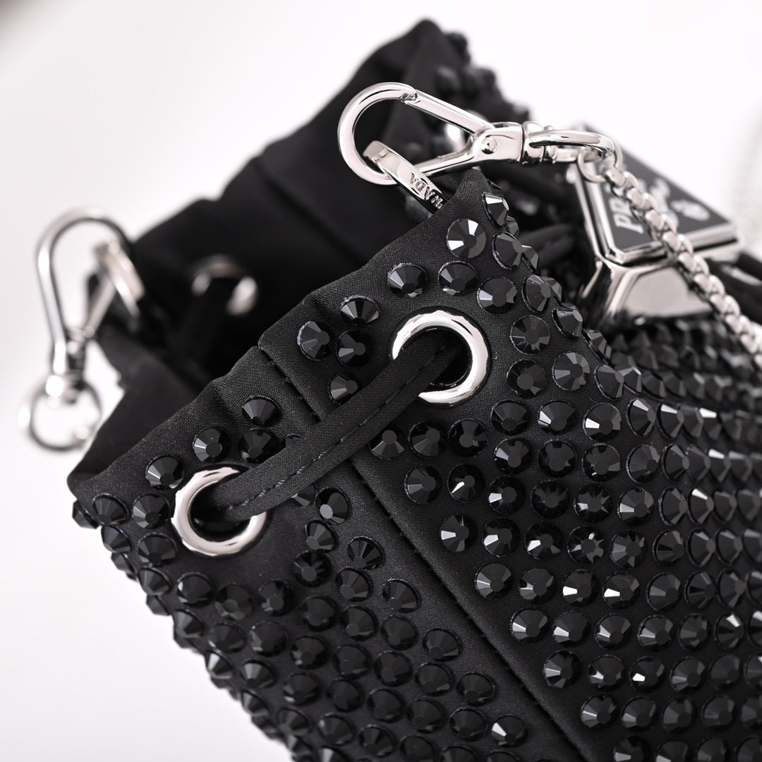 Pra Embellished satin mini-pouch