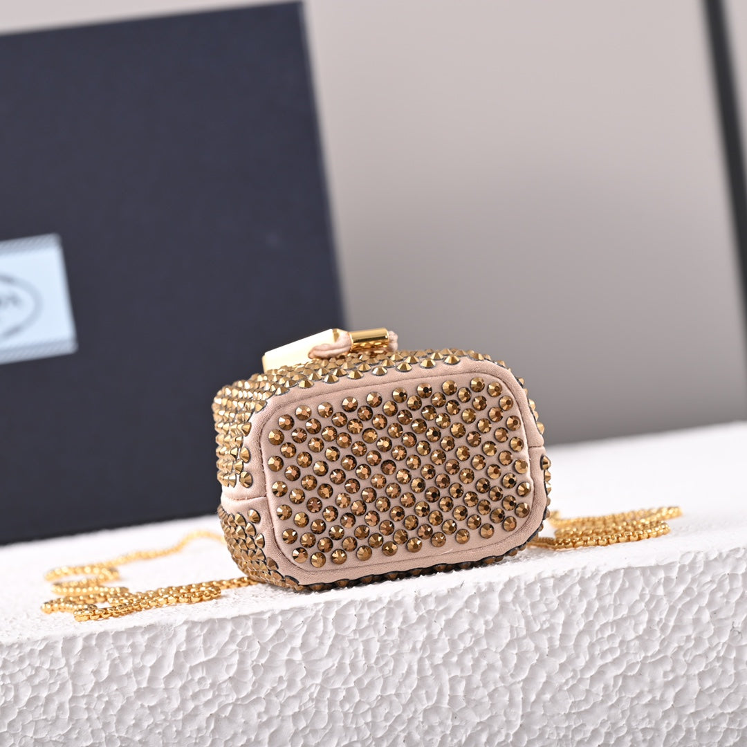 Pra Embellished satin mini-pouch