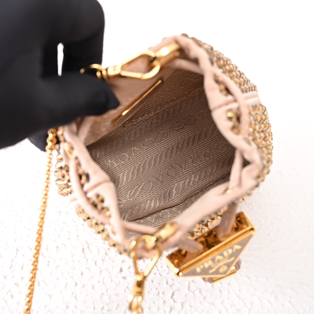 Pra Embellished satin mini-pouch