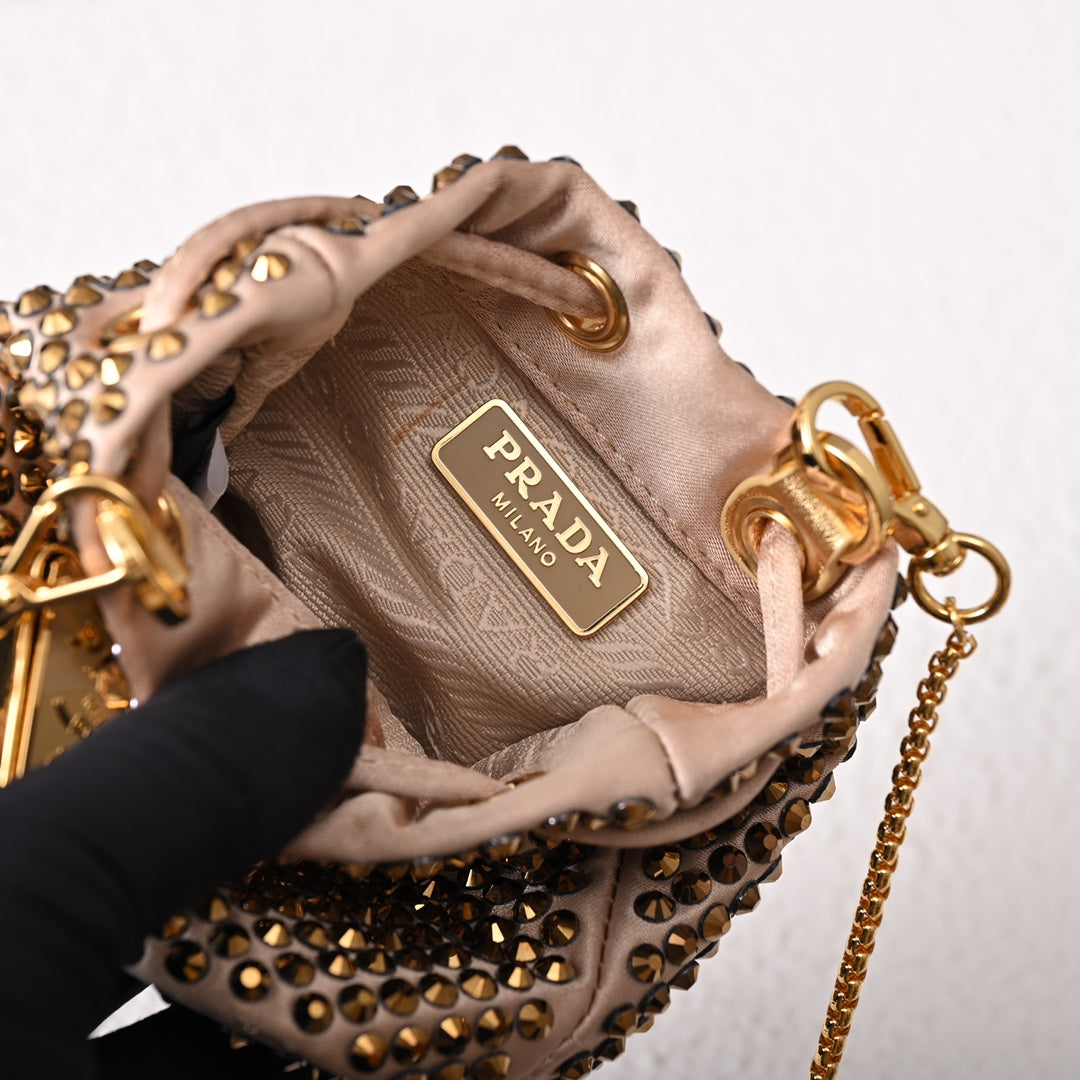 Pra Embellished satin mini-pouch