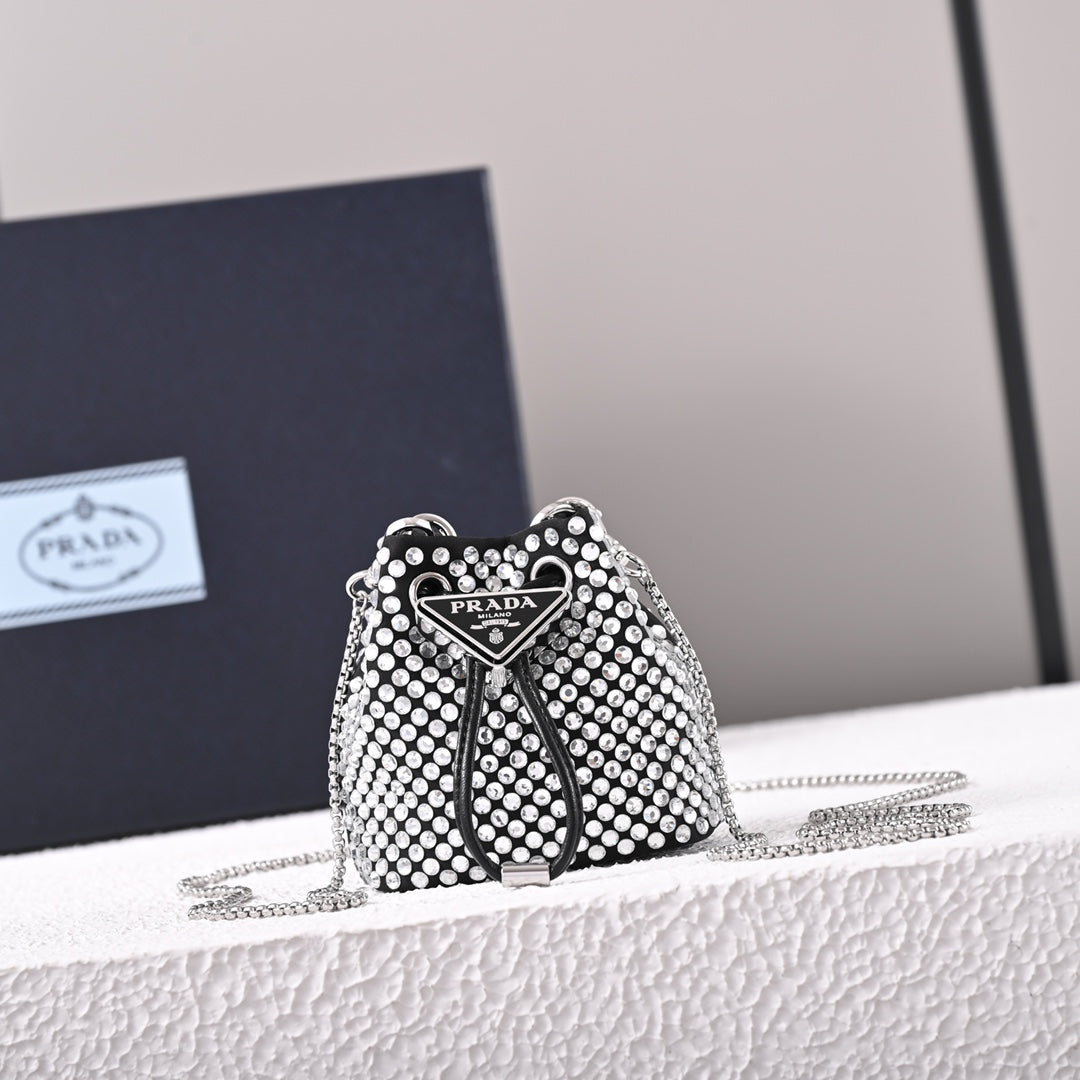 Pra Embellished satin mini-pouch