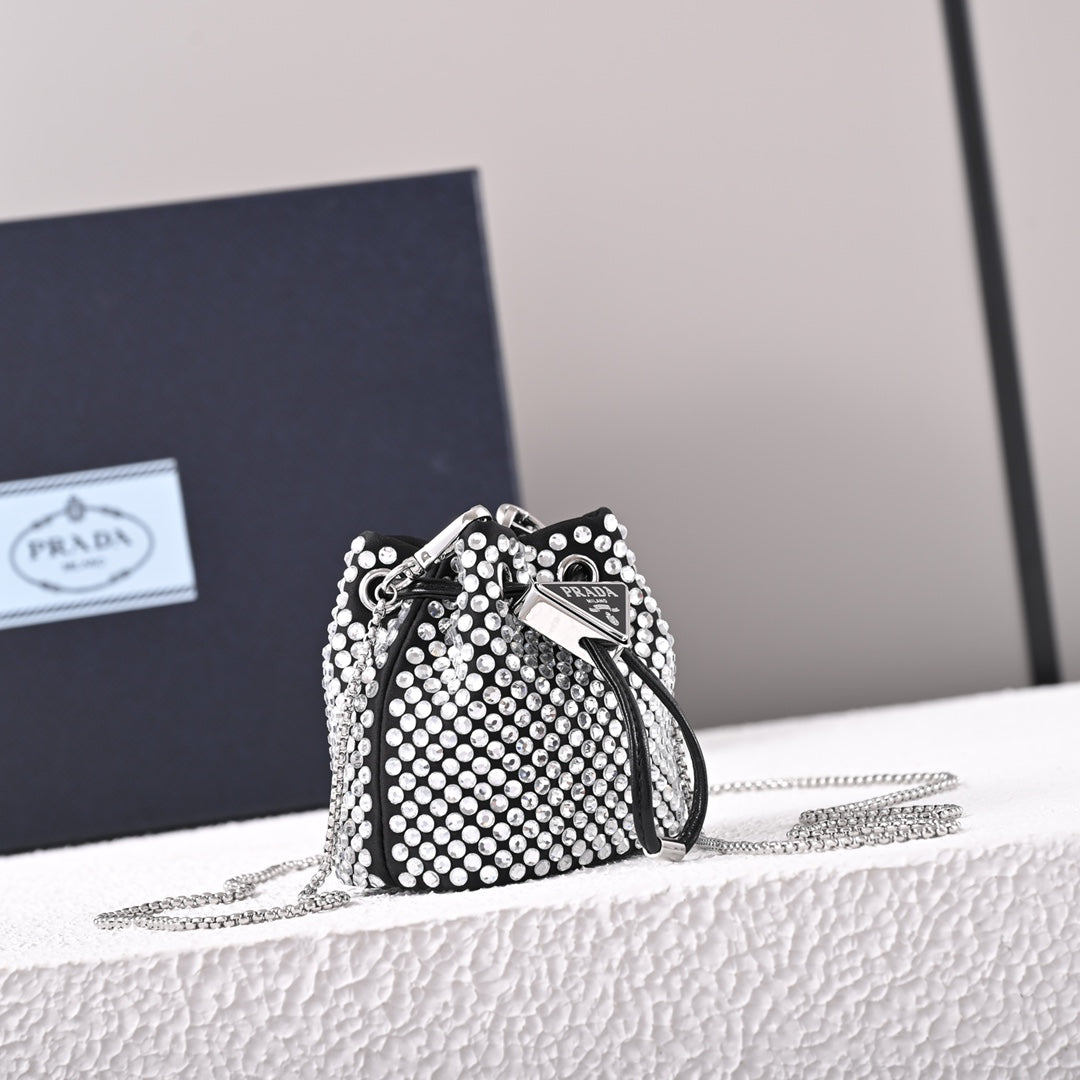 Pra Embellished satin mini-pouch