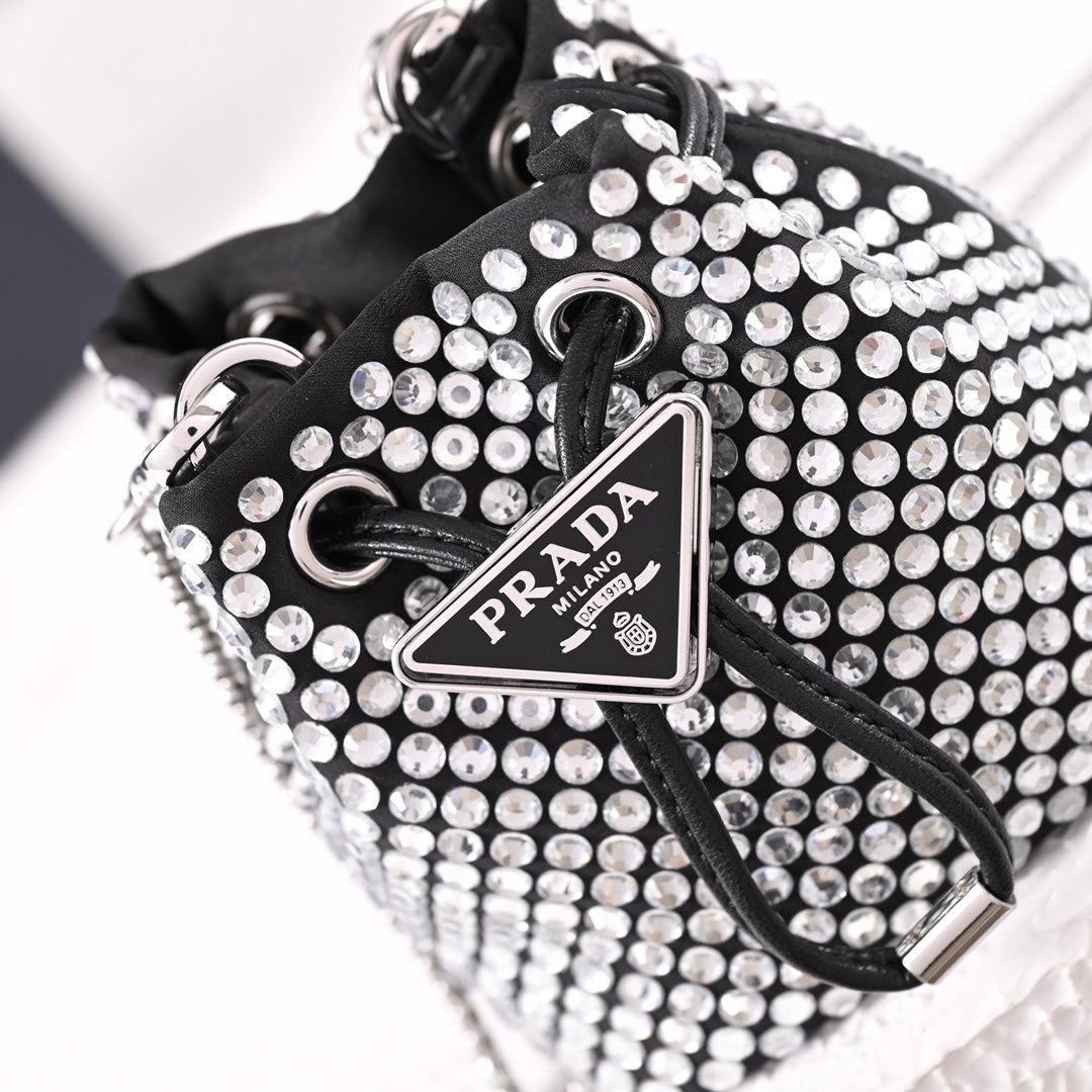 Pra Embellished satin mini-pouch