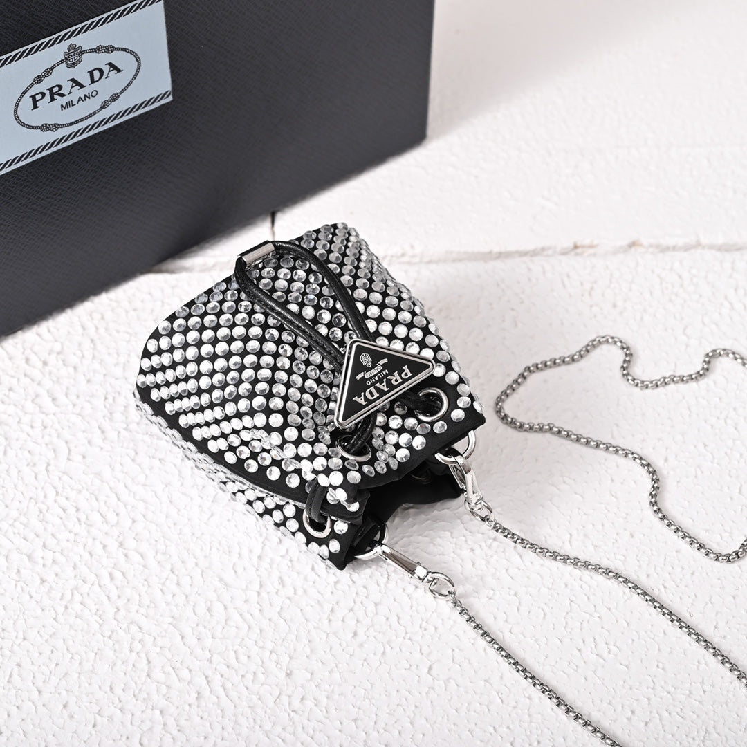 Pra Embellished satin mini-pouch