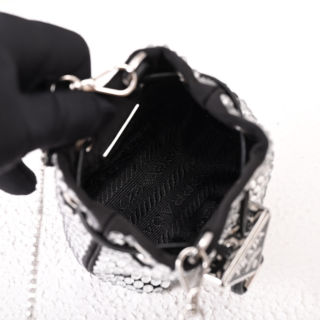 Pra Embellished satin mini-pouch