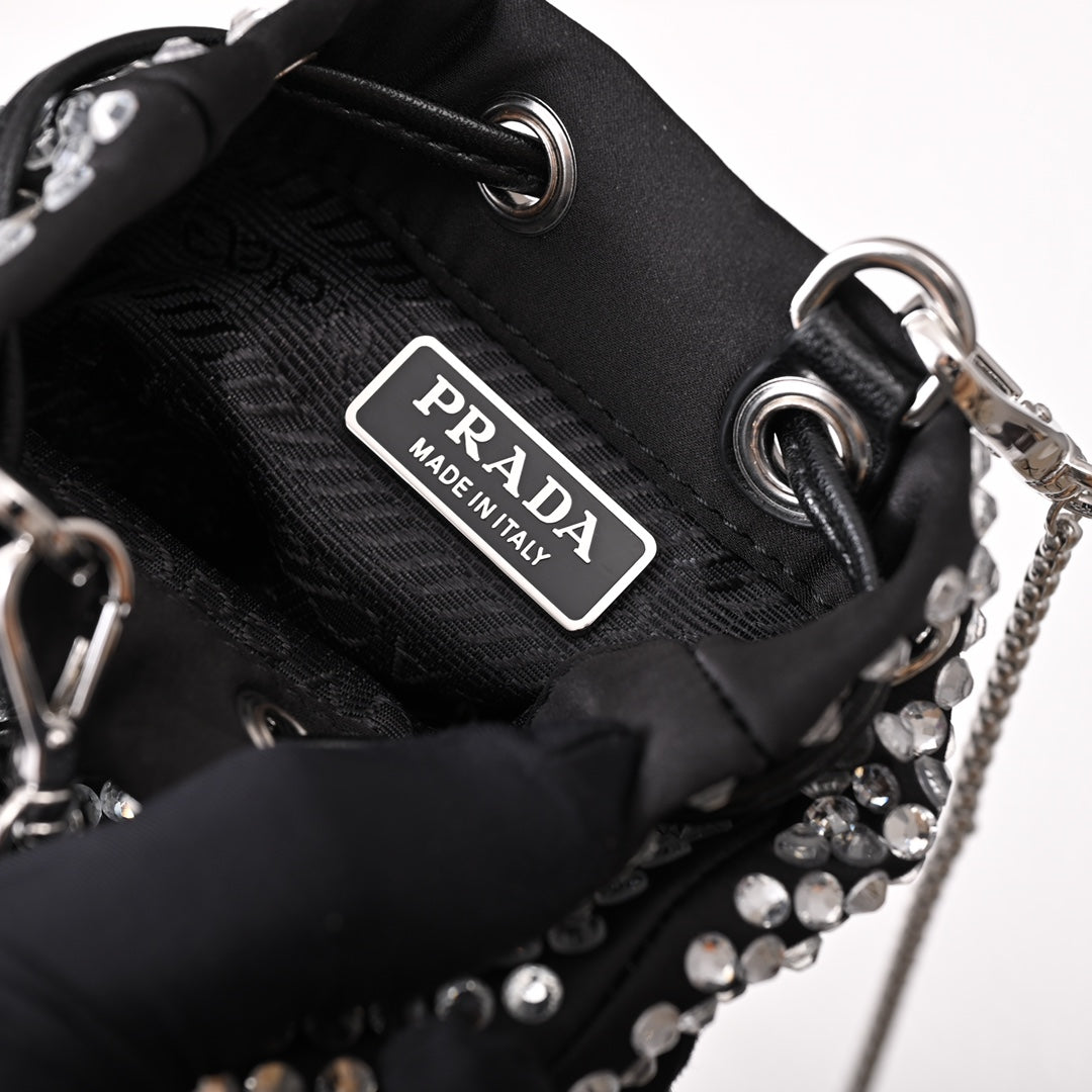 Pra Embellished satin mini-pouch