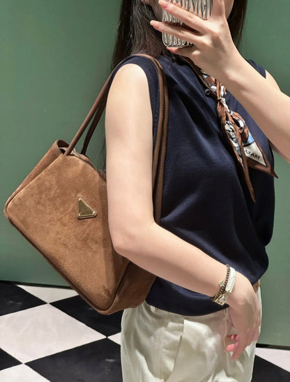 Pra Medium Suede Handbag